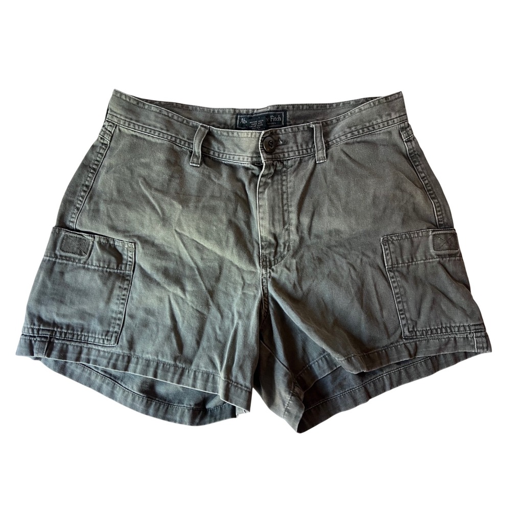 Vintage Abercrombie & Fitch Womens Green Cotton Cargo Shorts 6 Utility Twill